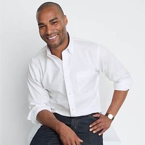 Land’s End No Iron Button Down Dress Shirt Sz L (16-16 1/2)